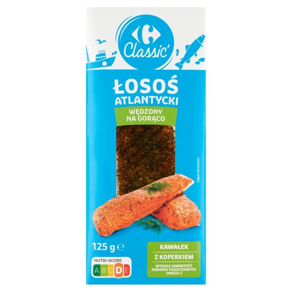 Carrefour Classic Łosoś atlantycki wędzony na gorąco kawałek z koperkiem 125 g