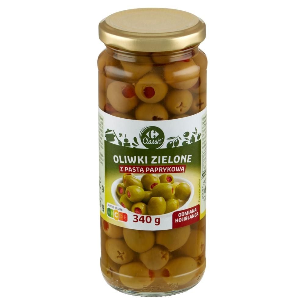 Carrefour Classic Oliwki zielone odmiana Hojiblanca z pastą paprykową 340 g