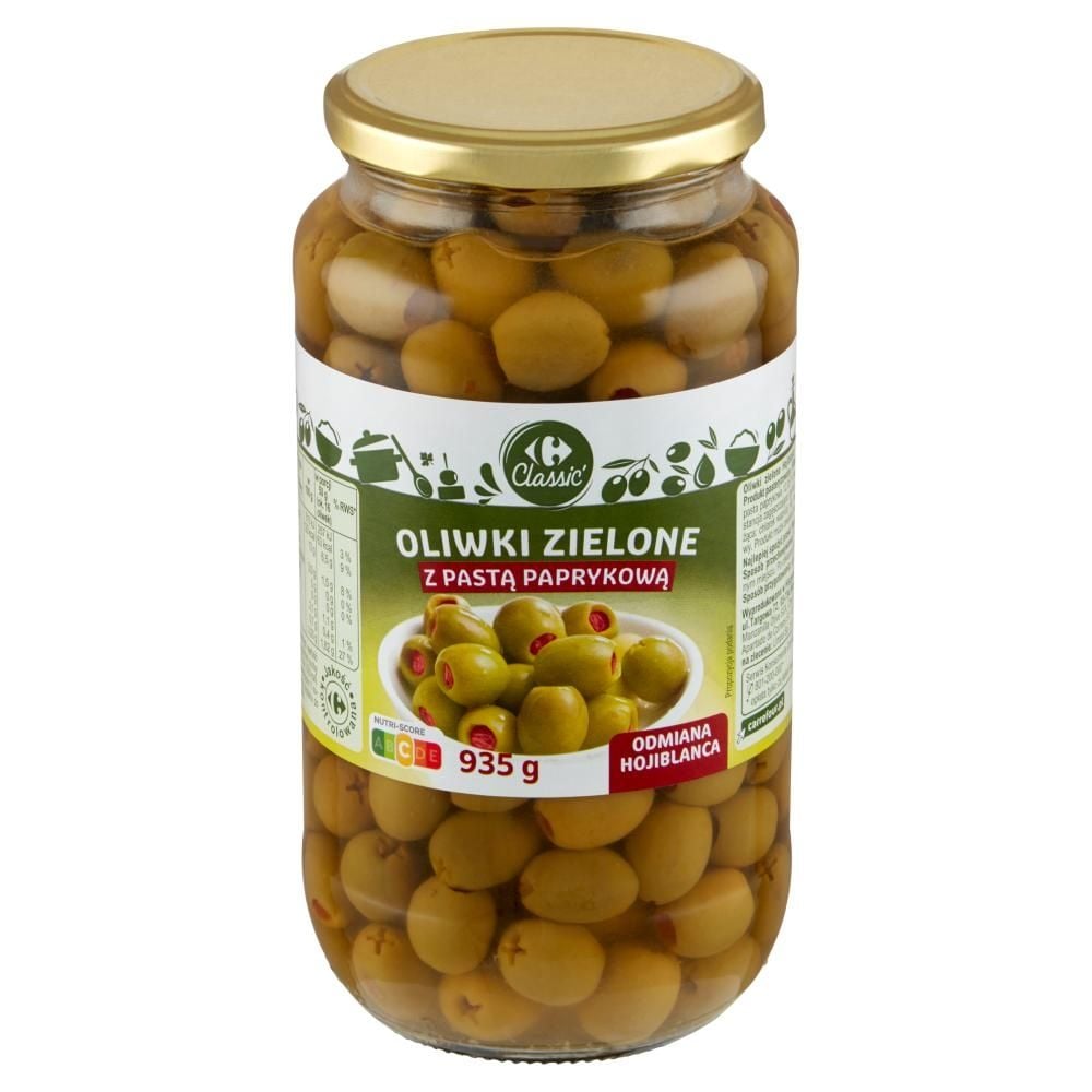 Carrefour Classic Oliwki zielone odmiana Hojiblanca z pastą paprykową 935 g