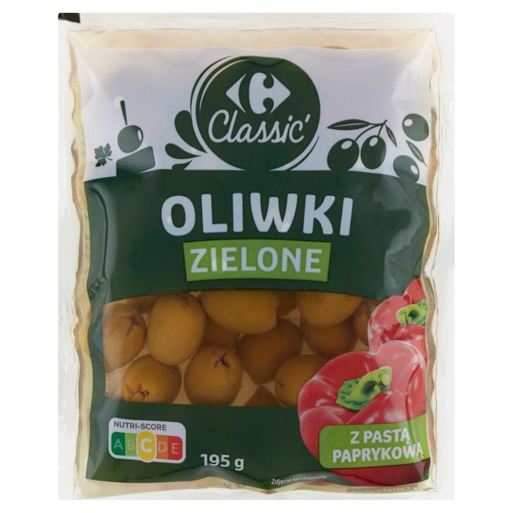 Carrefour Classic Oliwki zielone z pastą paprykową 195 g