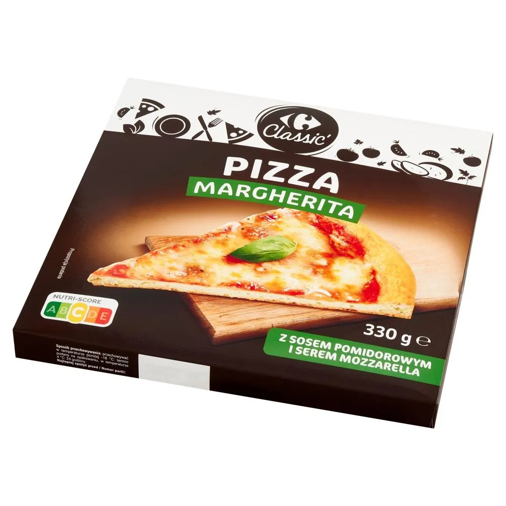 Carrefour Classic Pizza margherita z sosem pomidorowym i serem mozzarella 330 g