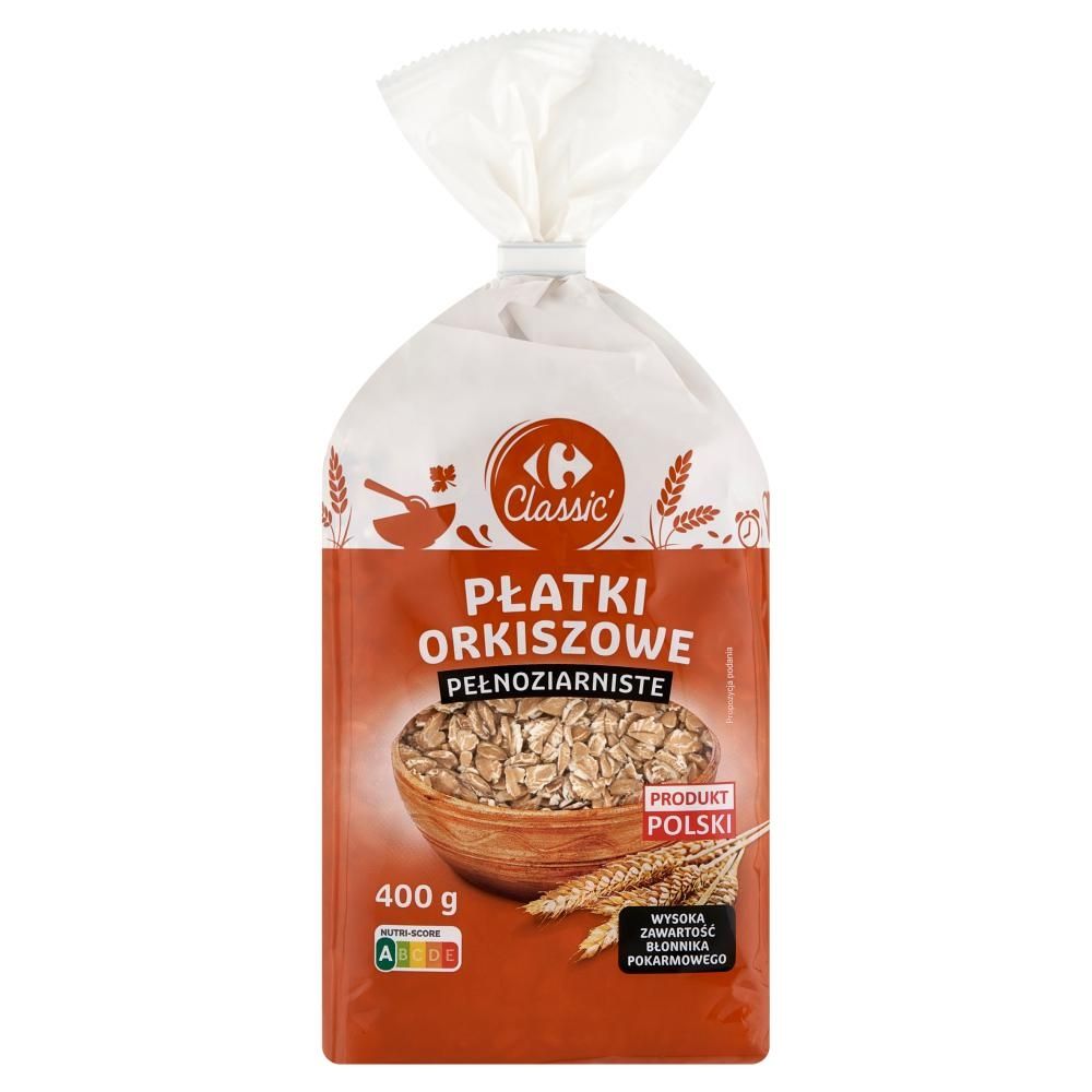 Carrefour Classic Płatki orkiszowe pełnoziarniste 400 g