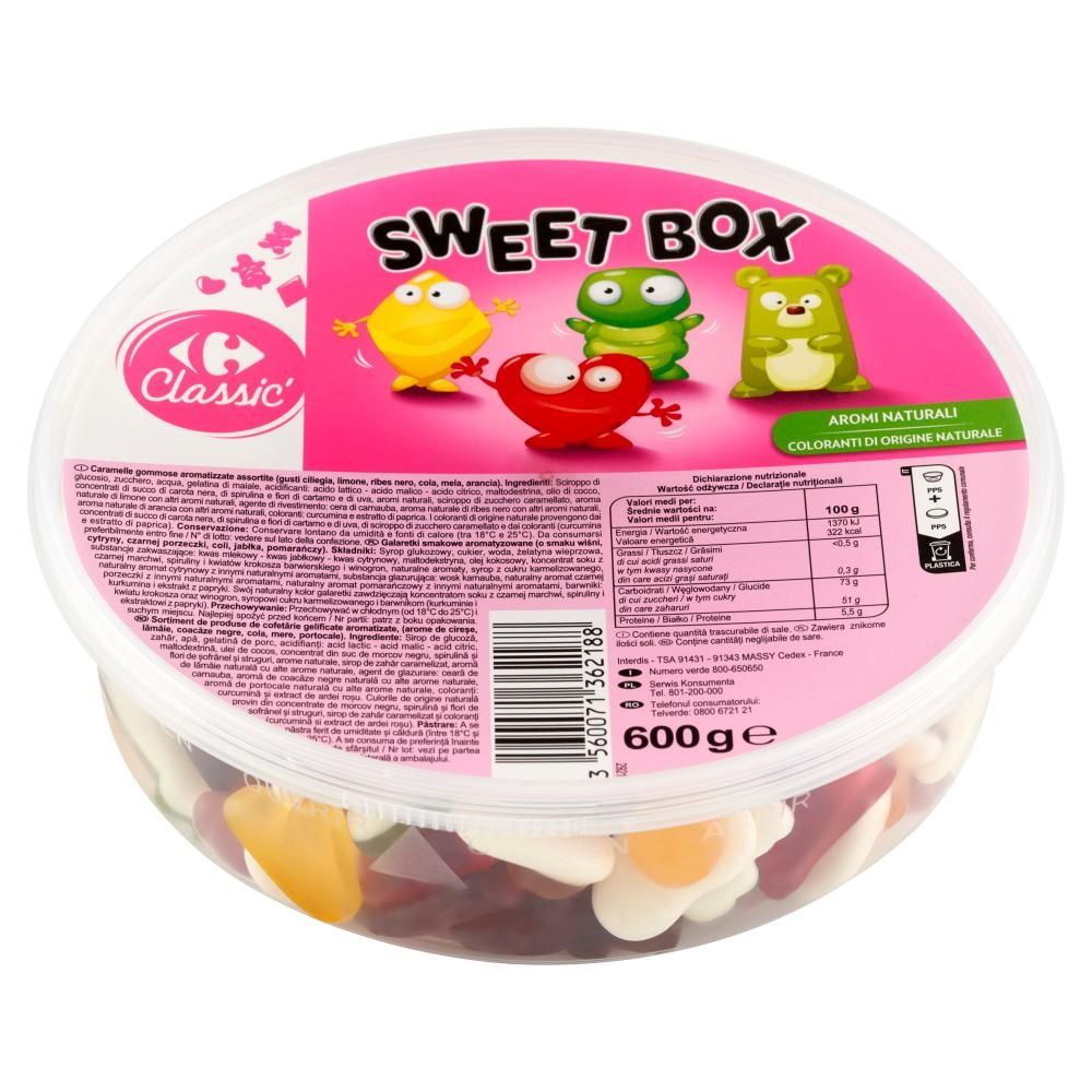 Carrefour Classic Sweet Box Galaretki smakowe aromatyzowane 600 g