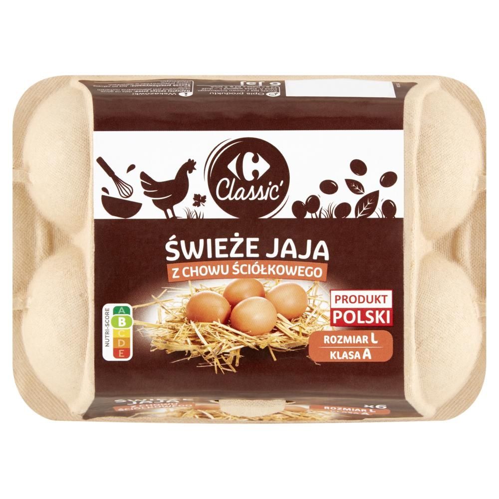 Carrefour Classic Świeże jaja z chowu ściółkowego 6 szt. rozmiar L