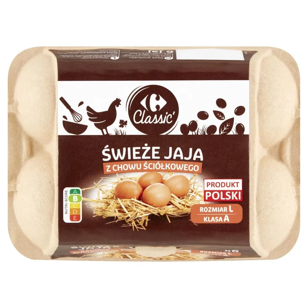 Carrefour Classic Świeże jaja z chowu ściółkowego 6 szt. rozmiar L