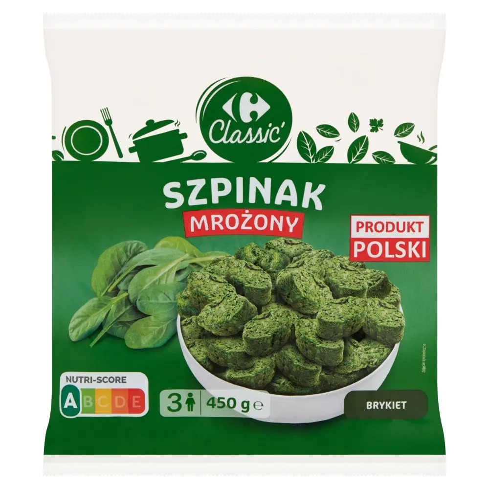 Carrefour Classic Szpinak mrożony brykiet 450 g