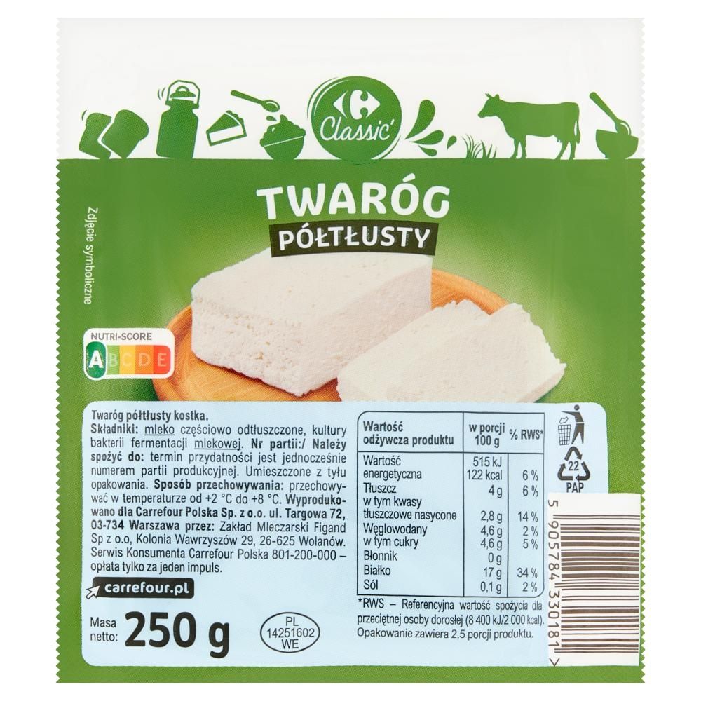 Carrefour Classic Twaróg półtłusty 250 g