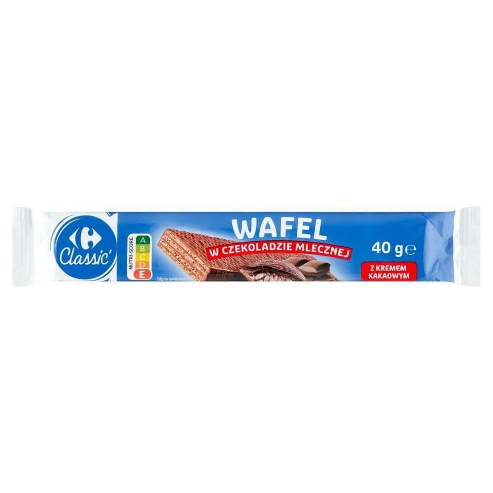 Carrefour Classic Wafel w czekoladzie mlecznej z kremem kakaowym 40 g