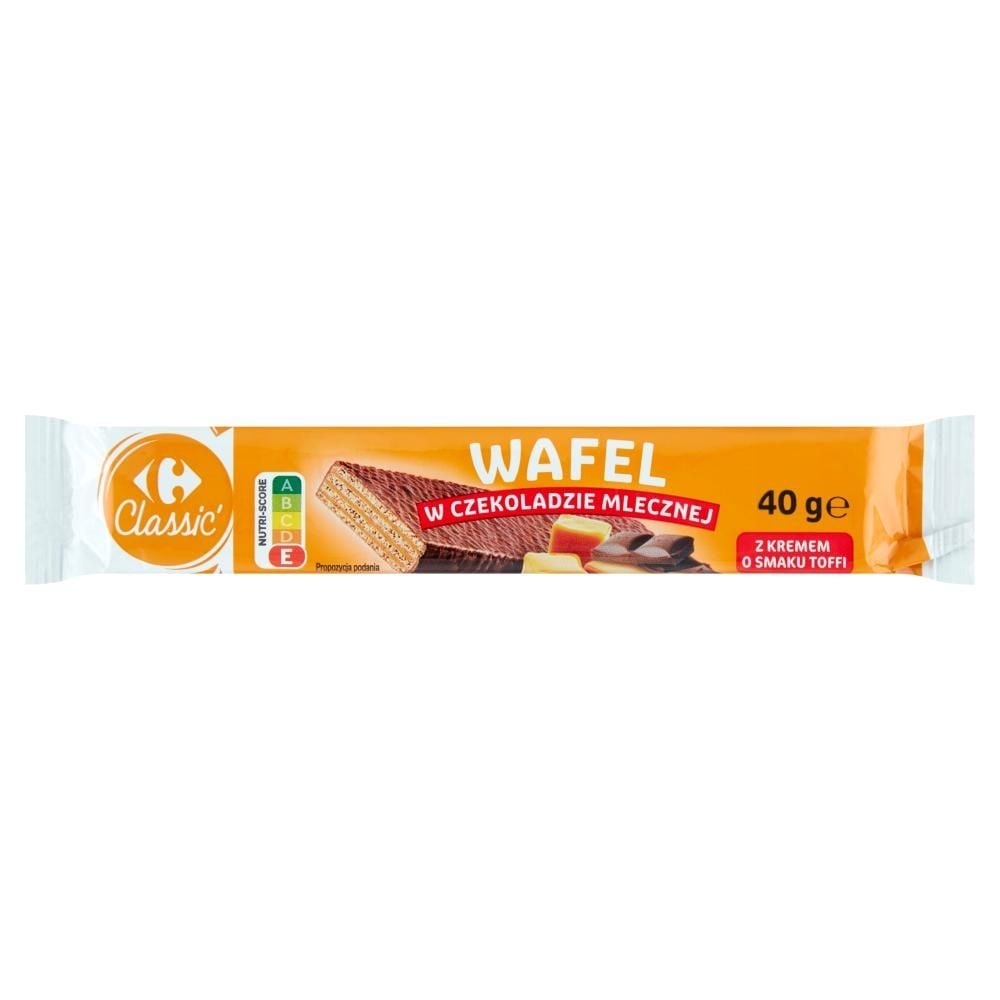 Carrefour Classic Wafel w czekoladzie mlecznej z kremem o smaku toffi 40 g