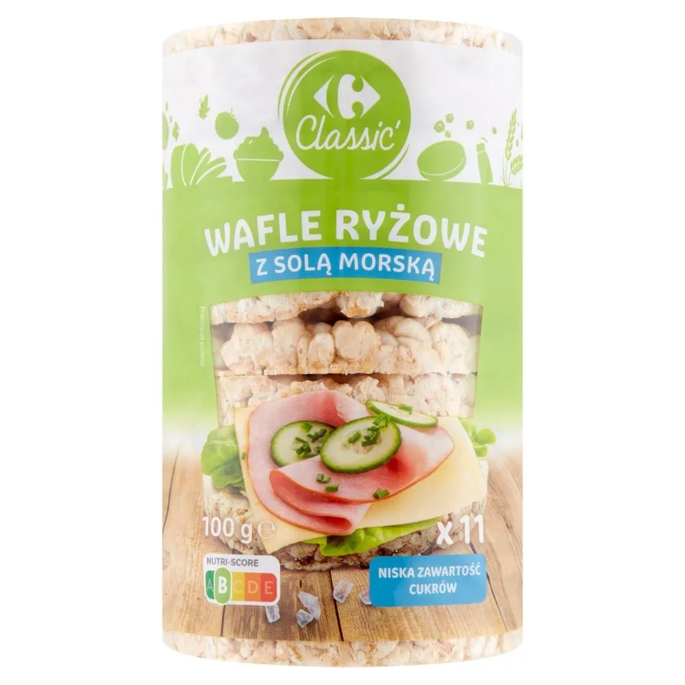 Carrefour Classic Wafle ryżowe z solą morską 100 g (11 sztuk)