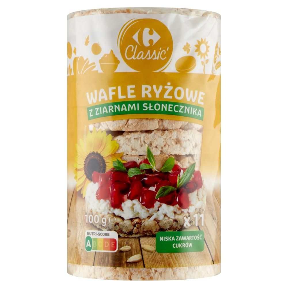 Carrefour Classic Wafle ryżowe z ziarnami słonecznika 100 g