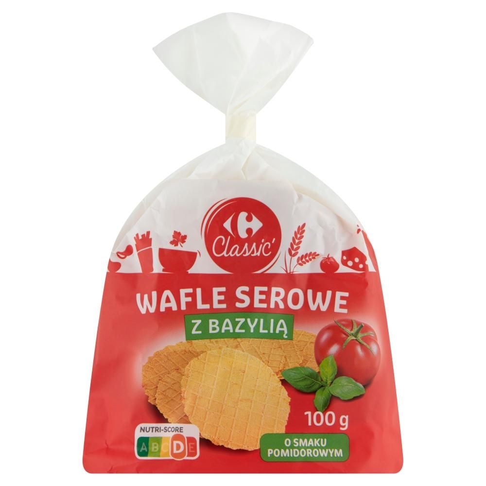 Carrefour Classic Wafle serowe z bazylią o smaku pomidorowym 100 g