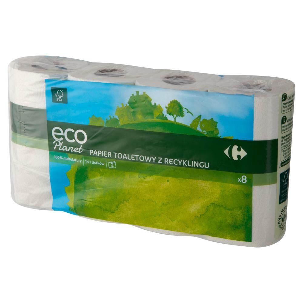 Carrefour Eco Planet Papier toaletowy z recyklingu 8 rolek