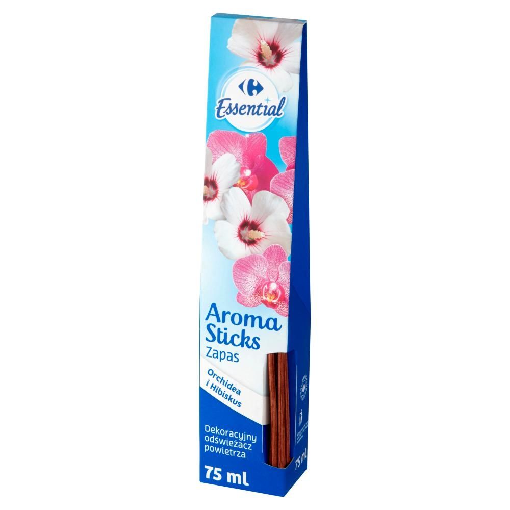 Carrefour Essential Aroma Sticks Dekoracyjny odświeżacz powietrza zapas orchidea i hibiskus 75 ml