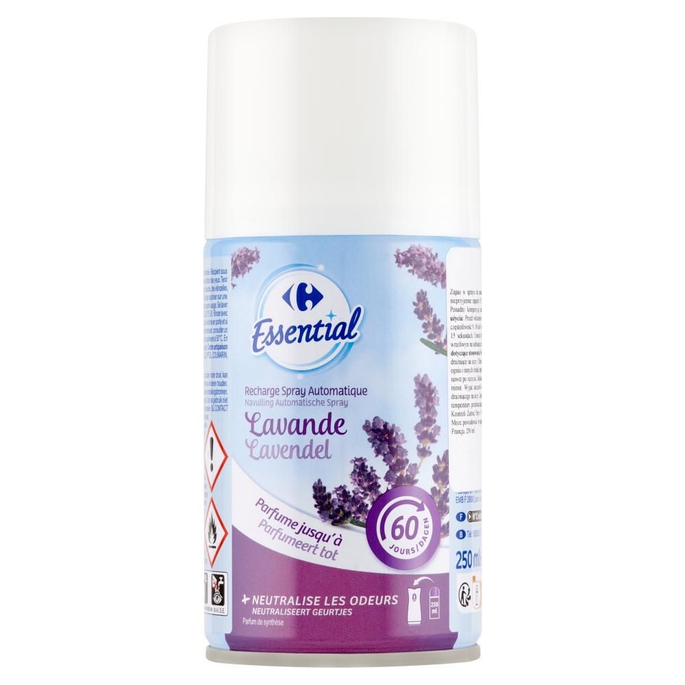 Carrefour Essential Zapas w sprayu do automatycznego odświeżacza powietrza lawenda 250 ml