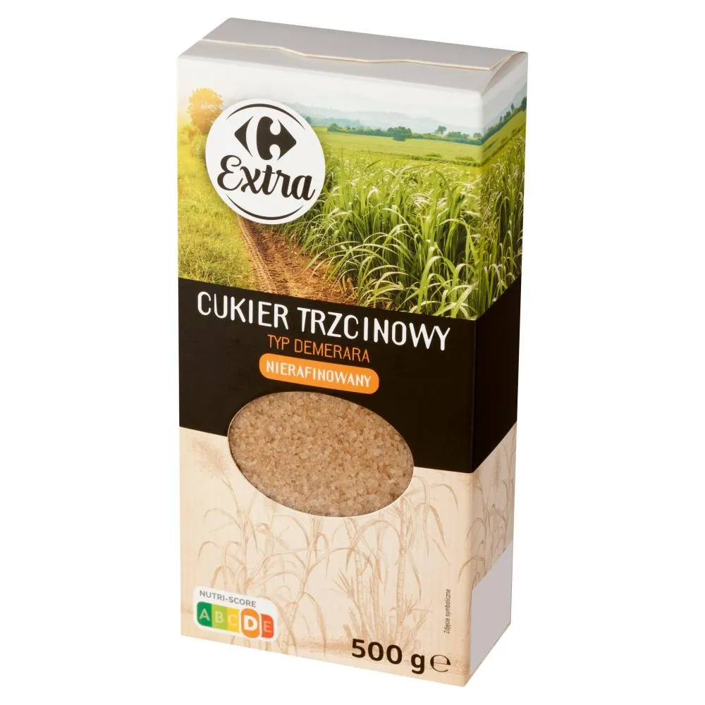 Carrefour Extra Cukier trzcinowy nierafinowany typ Demerara 500 g