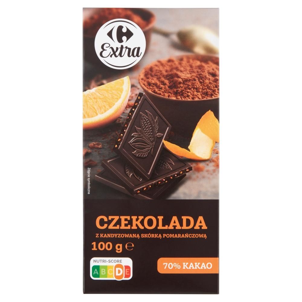 Carrefour Extra Czekolada z kandyzowaną skórką pomarańczową 100 g