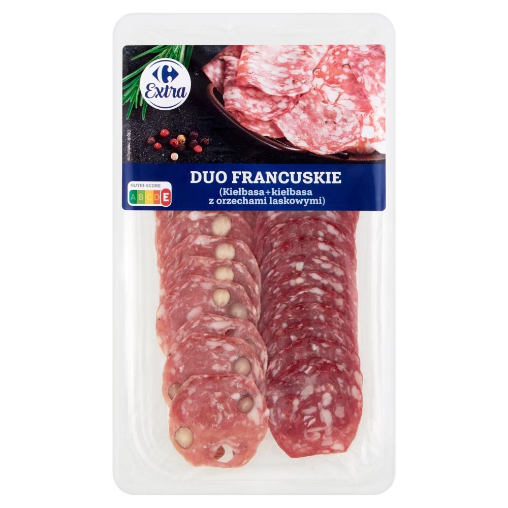 Carrefour Extra Duo francuskie kiełbasa + kiełbasa z orzechami laskowymi 100 g