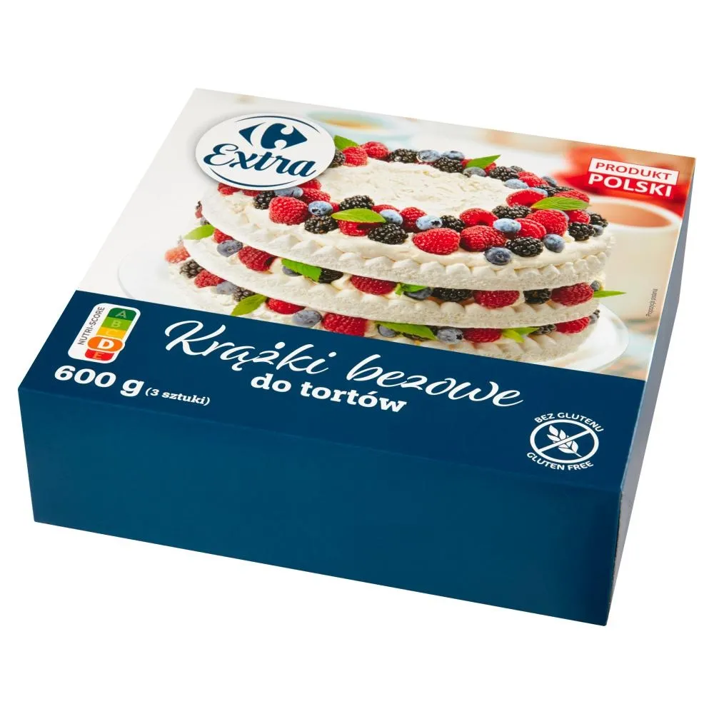 Carrefour Extra Krążki bezowe do tortów 600 g (3 sztuki)