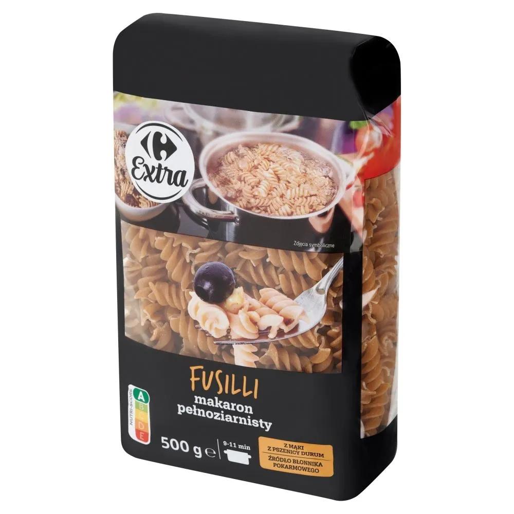 Carrefour Extra Makaron pełnoziarnisty fusilli 500 g