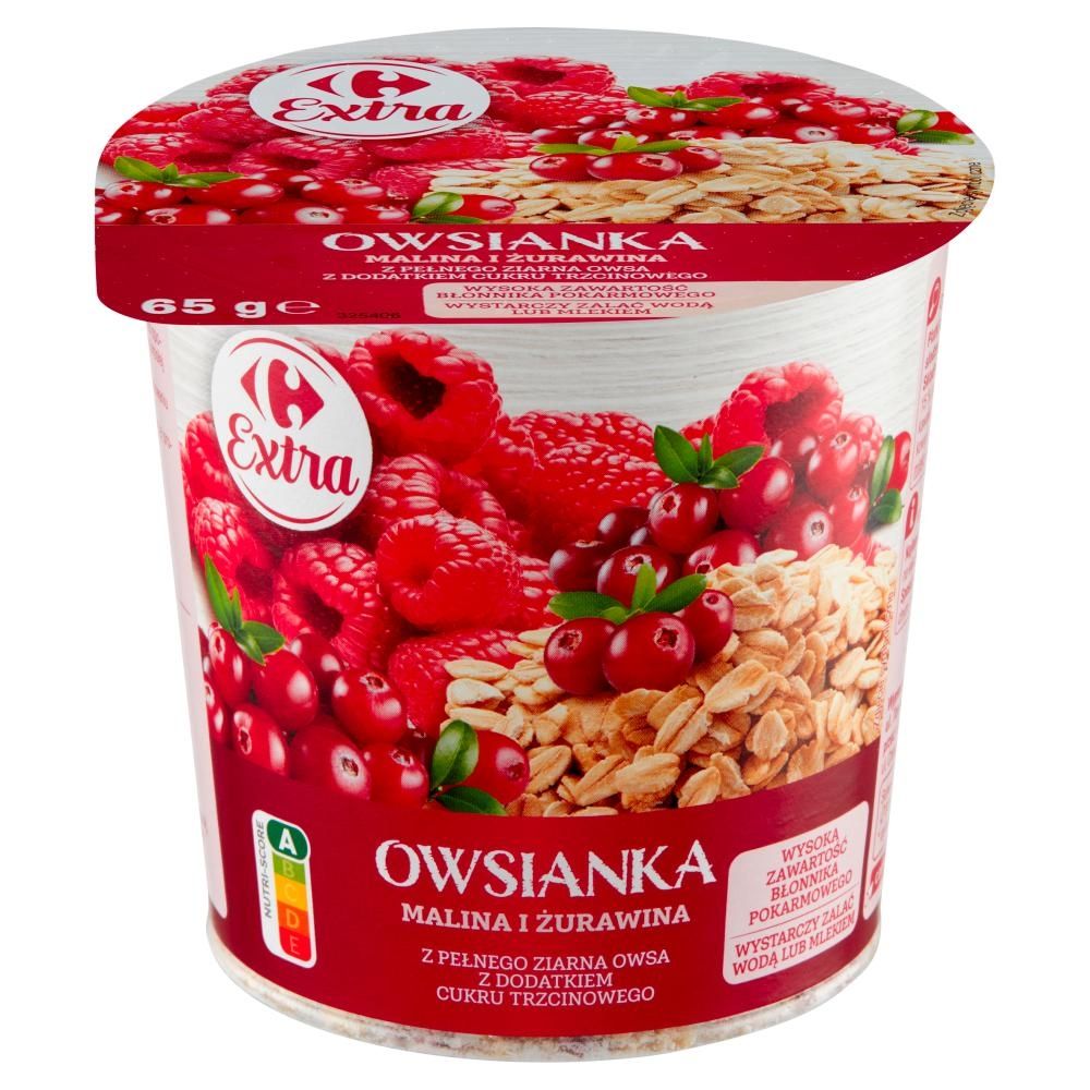 Carrefour Extra Owsianka z pełnego ziarna owsa malina i żurawina 65 g