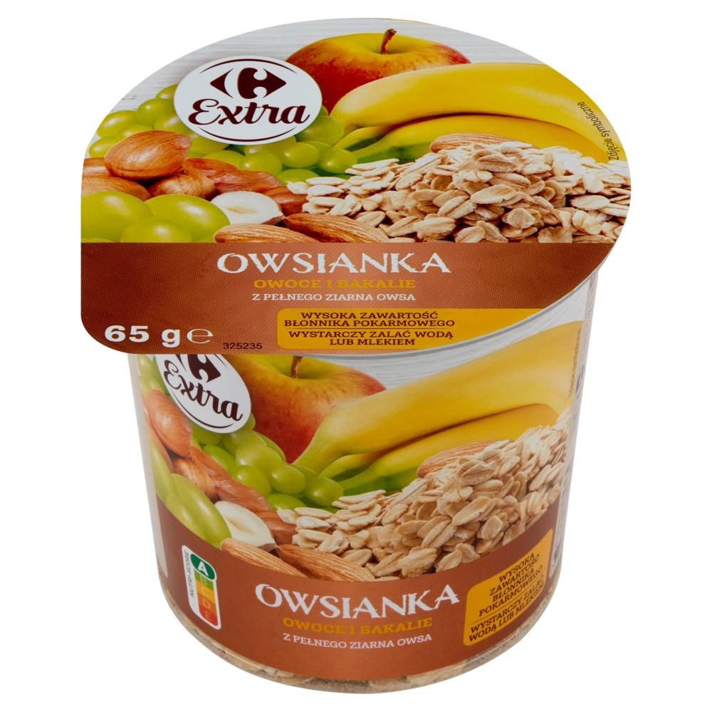 Carrefour Extra Owsianka z pełnego ziarna owsa owoce i bakalie 65 g