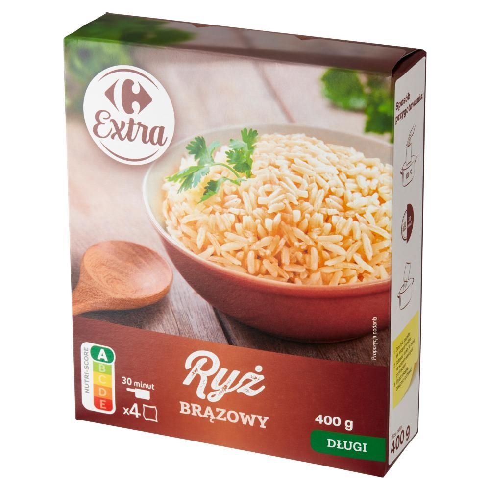 Carrefour Extra Ryż brązowy długi 400 g (4 x 100 g)