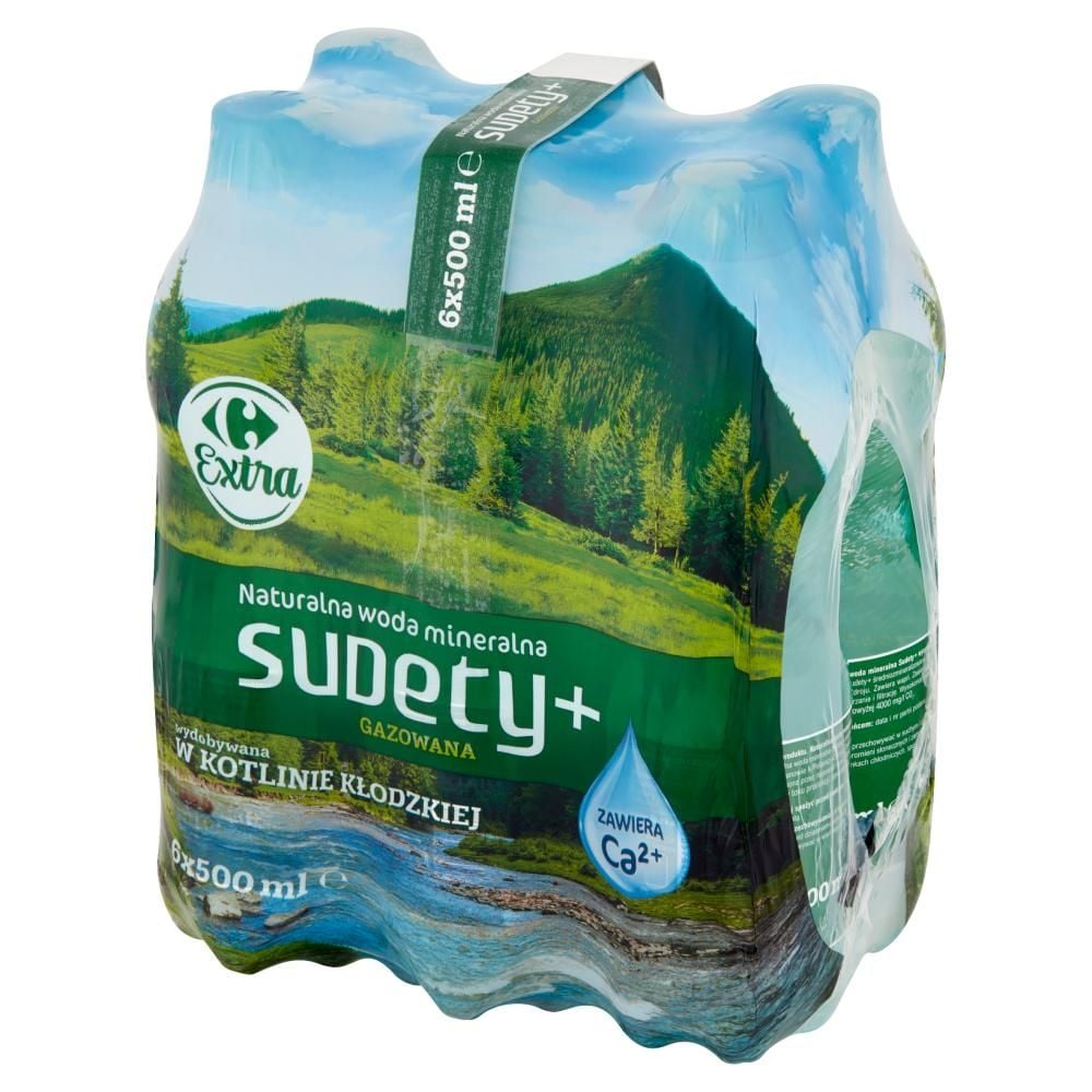 Carrefour Extra Sudety+ Naturalna woda mineralna gazowana 6 x 500 ml