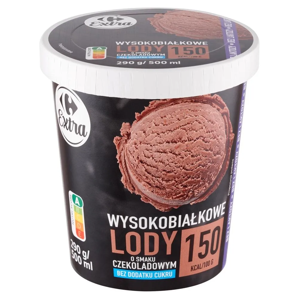 Carrefour Extra Wysokobiałkowe lody o smaku czekoladowym 500 ml