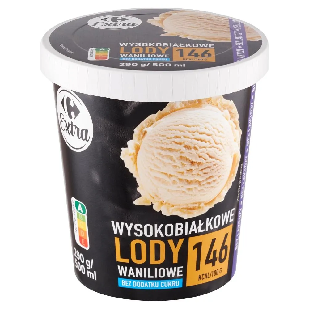 Carrefour Extra Wysokobiałkowe lody waniliowe 500 ml