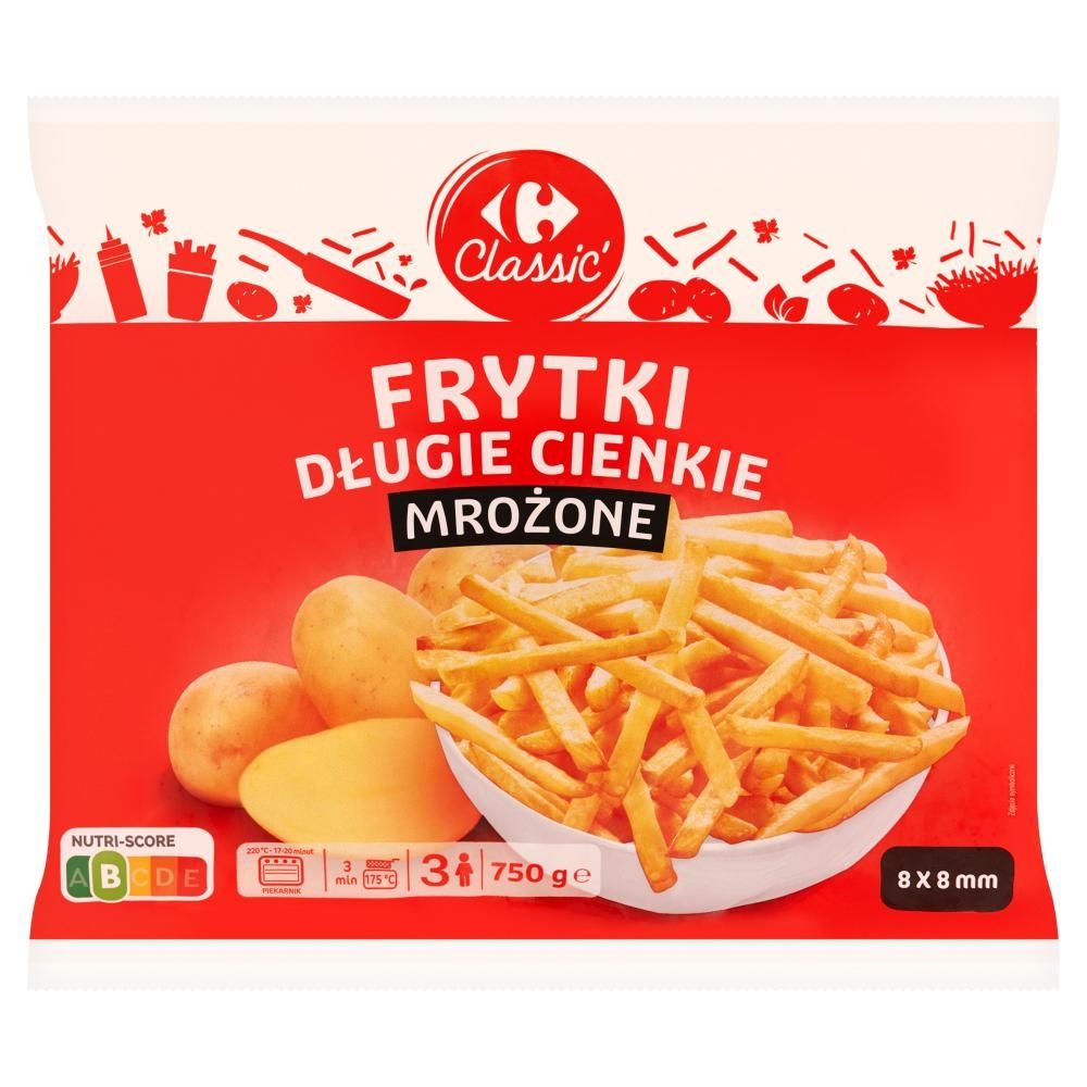 Carrefour Classic Frytki długie cienkie mrożone 750 g