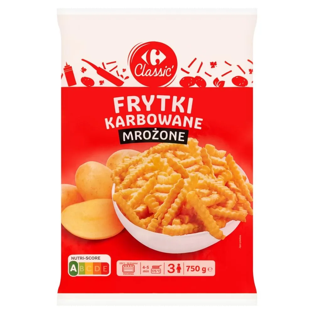 Carrefour Frytki karbowane mrożone 750 g