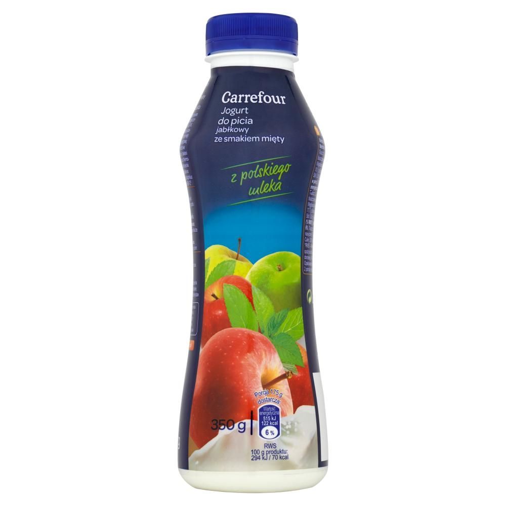 Carrefour Jogurt do picia jabłkowy ze smakiem mięty 350 g