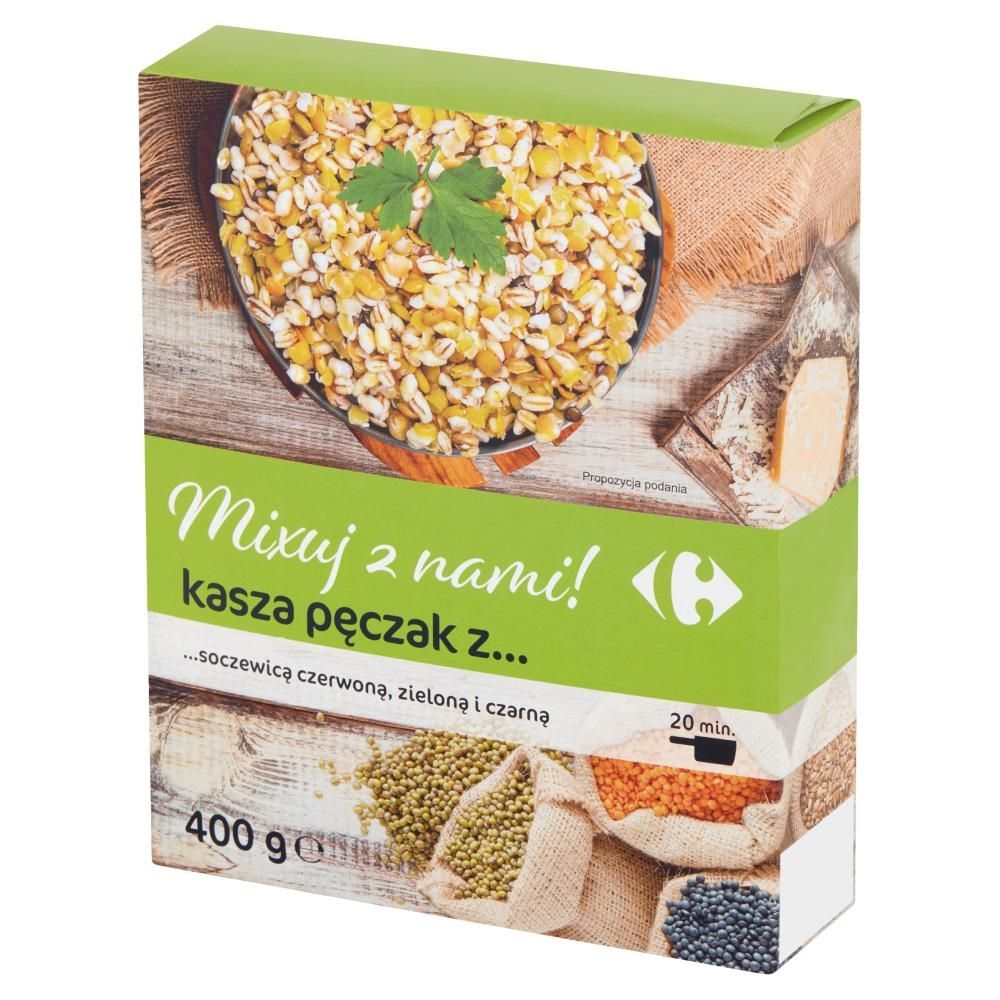 Carrefour Kasza pęczak z soczewicą czerwoną zieloną i czarną 400 g (4 x 100 g)