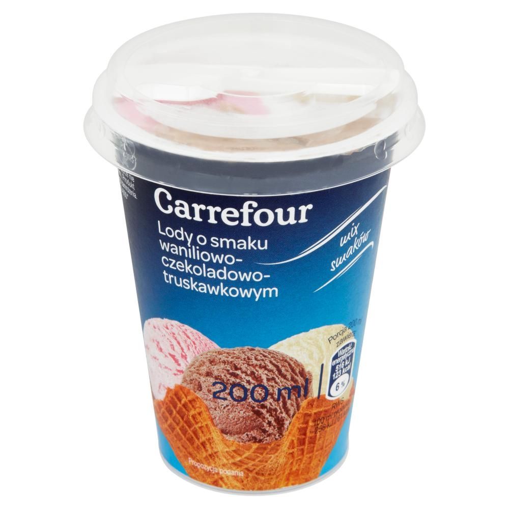 Carrefour Lody o smaku waniliowo-czekoladowo-truskawkowym 200 ml