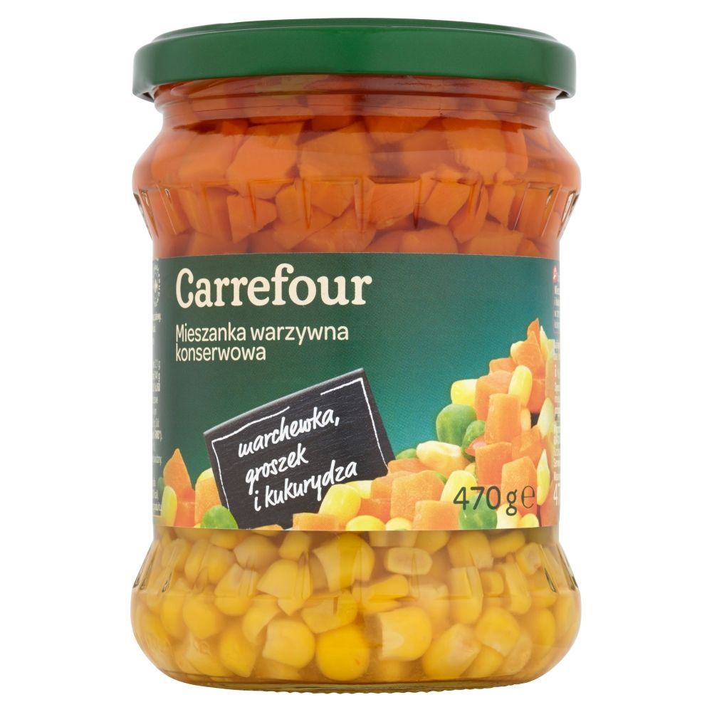 Carrefour Mieszanka warzywna konserwowa marchewka groszek i kukurydza 470 g