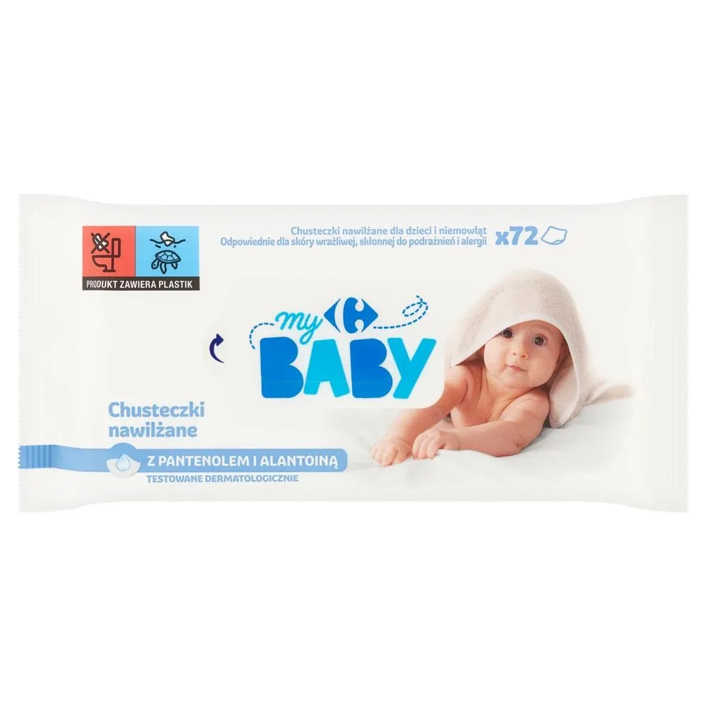 Carrefour my Baby Chusteczki nawilżane z pantenolem i alantoiną 72 sztuki