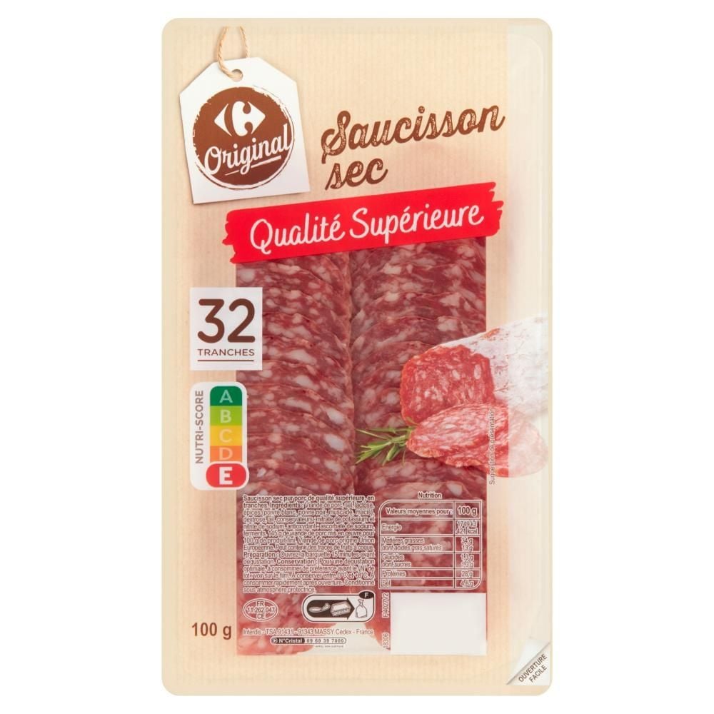 Carrefour Original Kiełbasa wieprzowa suszona w plastrach 100 g