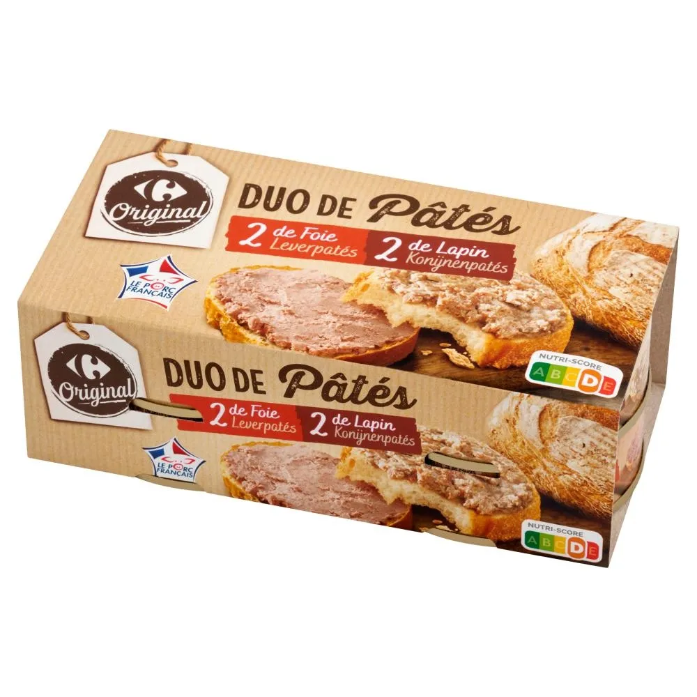 Carrefour Original Pasztet z wątróbki i pasztet z królika 320 g (4 x 80 g)