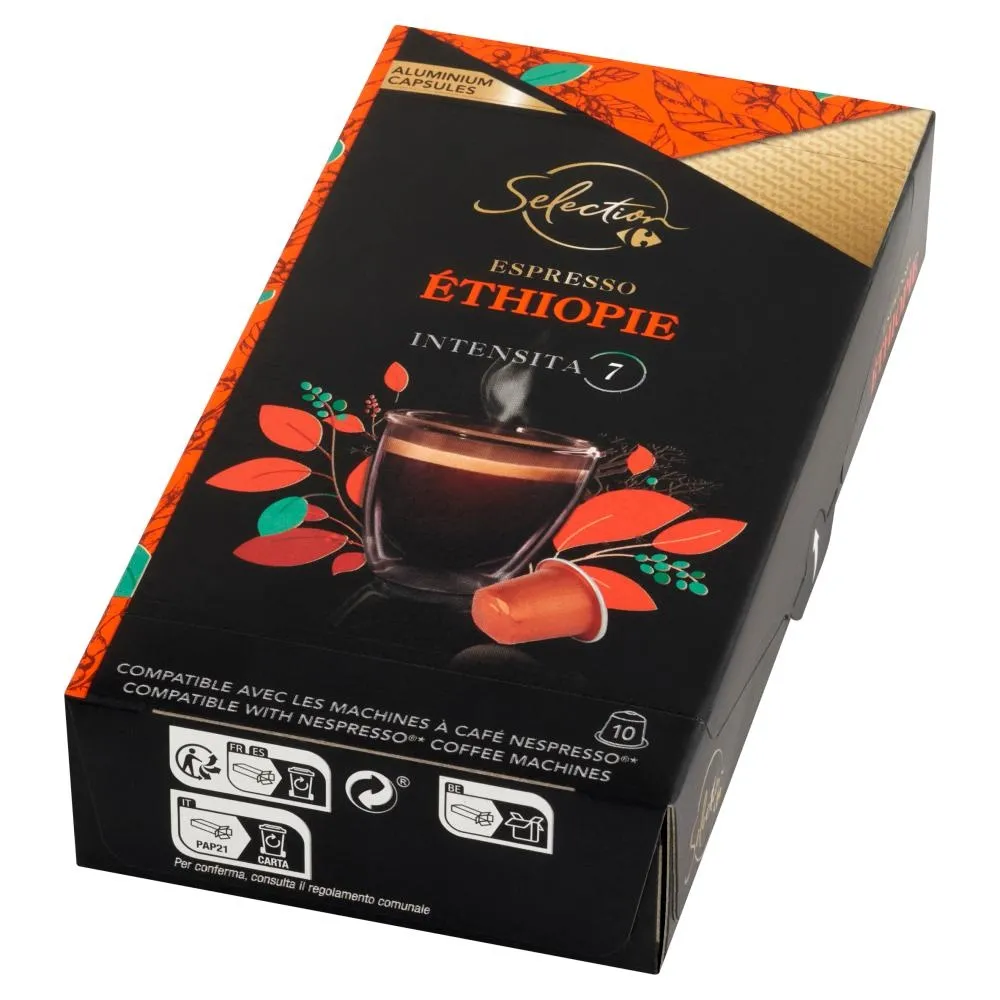 Carrefour Selection Espresso Éthiopie Kapsułki z kawą mieloną 52 g (10 sztuk)