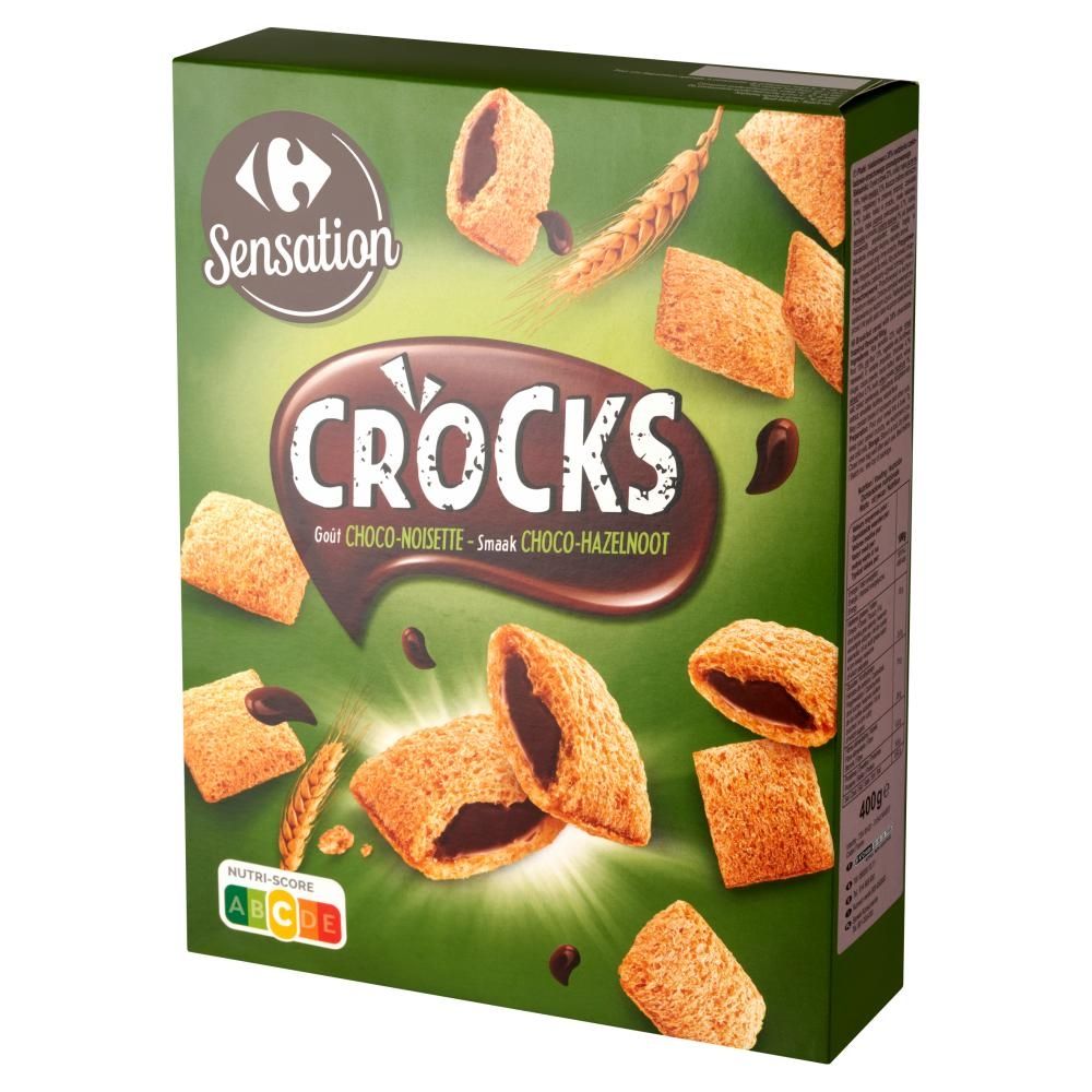 Carrefour Sensation Crocks Płatki śniadaniowe z nadzieniem czekoladowo-orzechowym 400 g