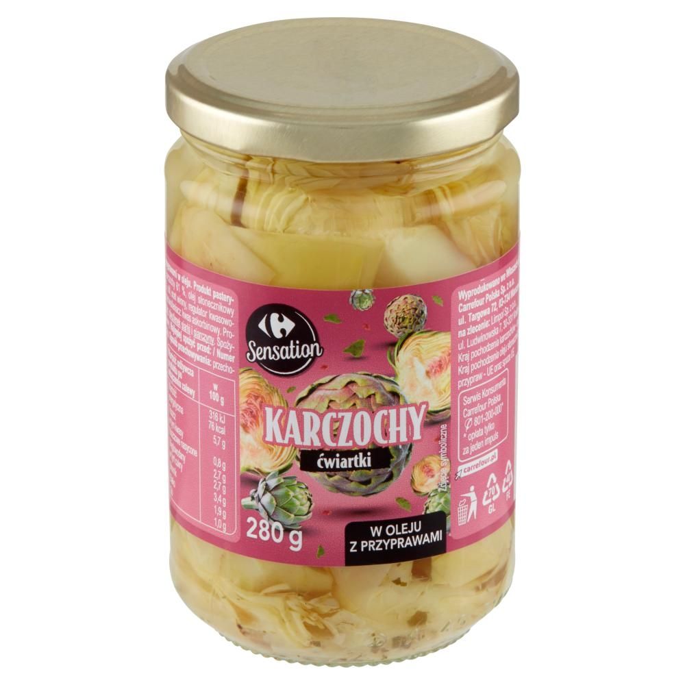 Carrefour Sensation Karczochy ćwiartki w oleju z przyprawami 280 g