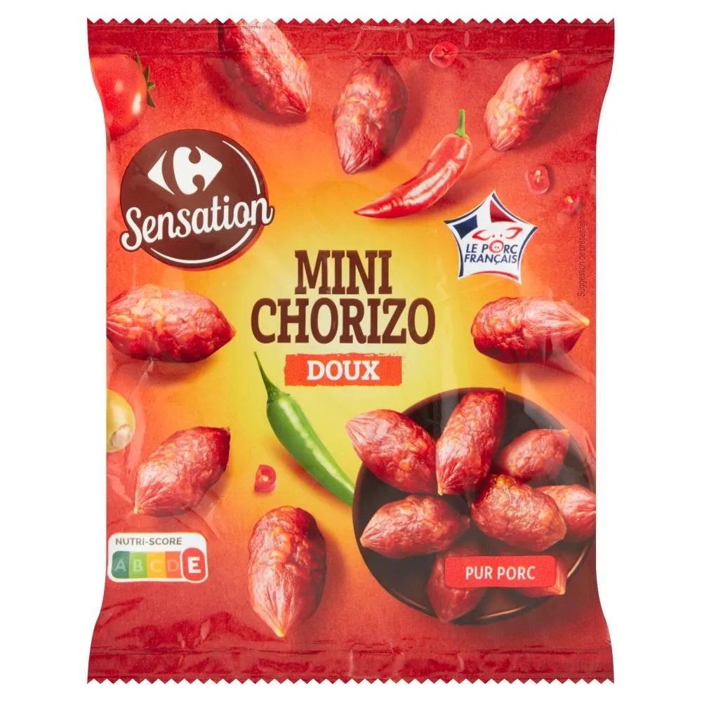 Carrefour Sensation Mini kiełbaski wieprzowe chorizo suszone 75 g