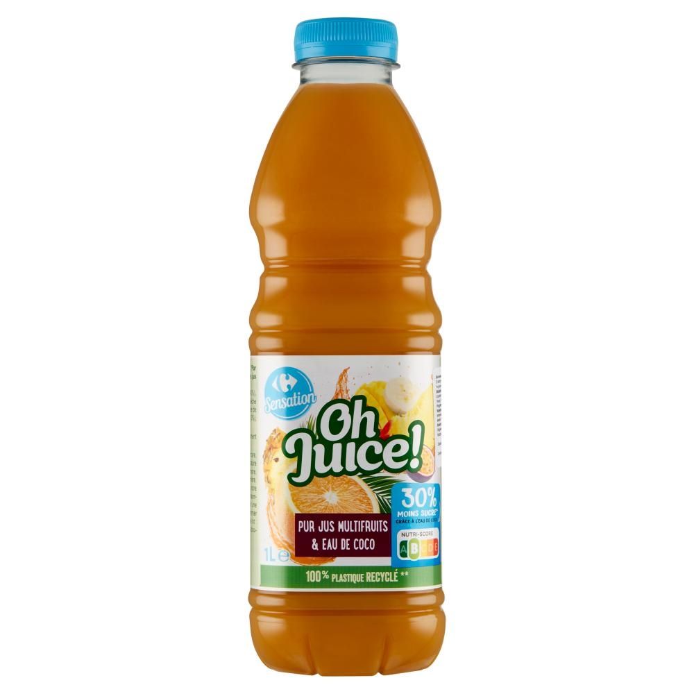 Carrefour Sensation Oh Juice! Sok wieloowocowy z wodą kokosową 1 l