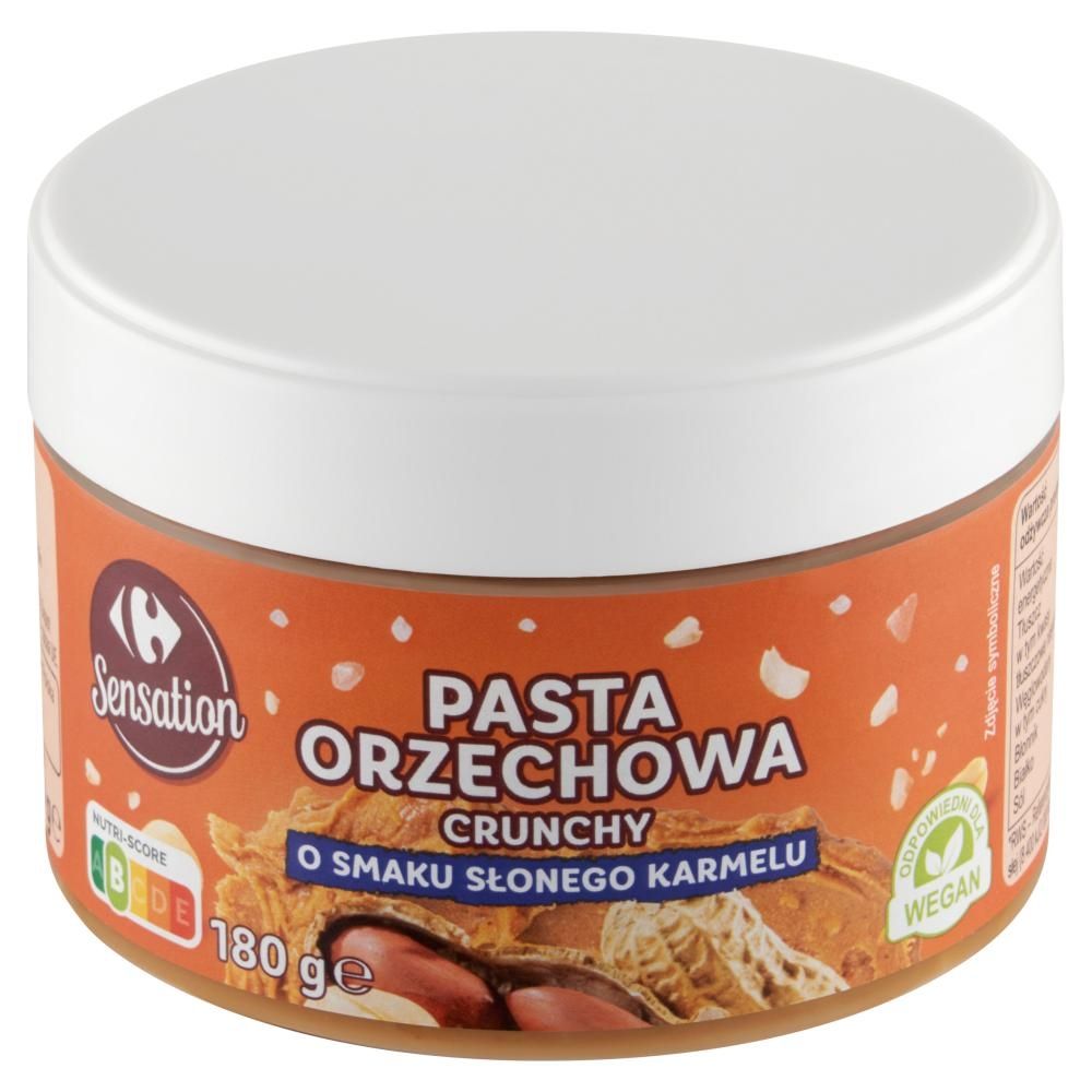 Carrefour Sensation Pasta orzechowa Crunchy o smaku słonego karmelu 180 g