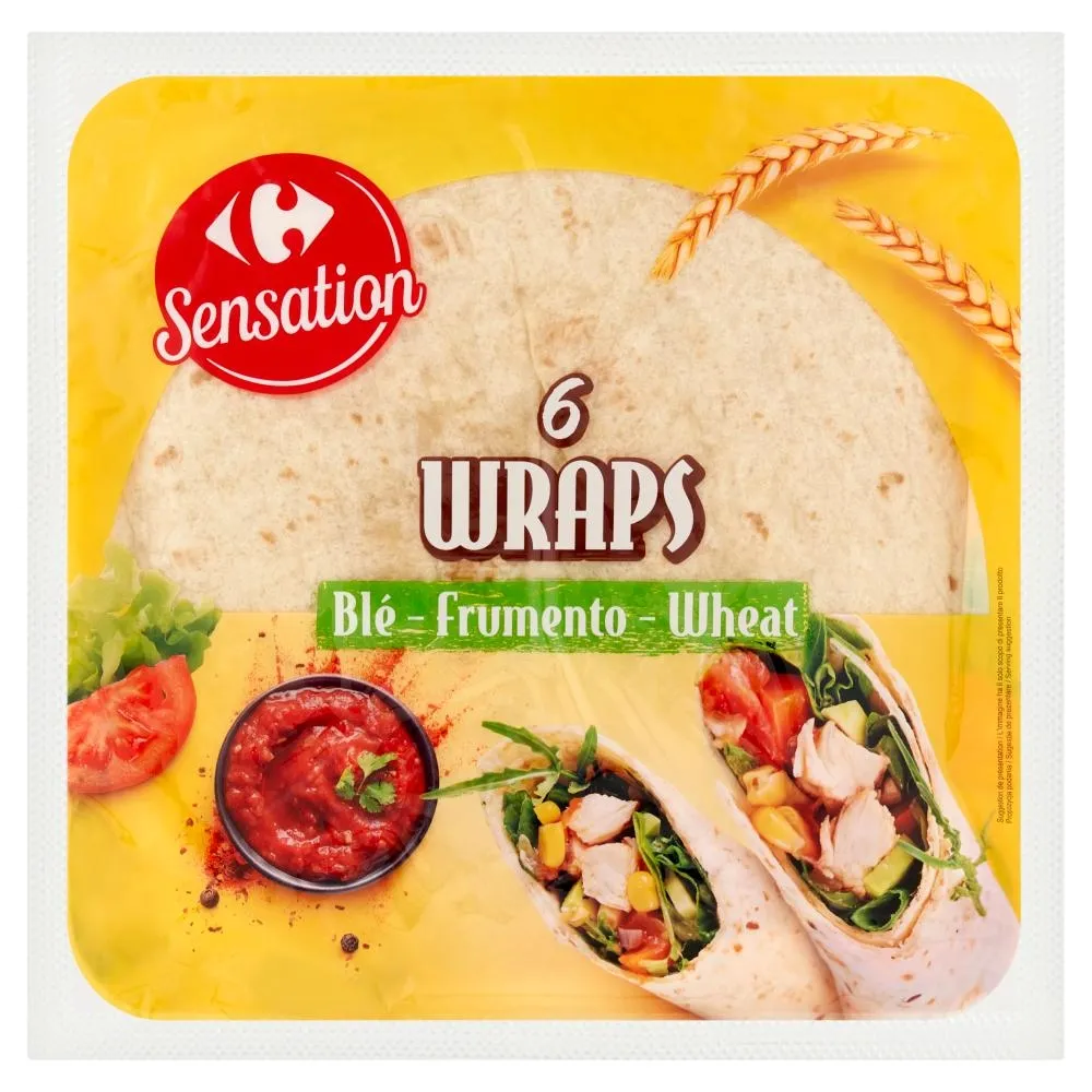 Carrefour Sensation Placki pszenne do zwijania wrapa 370 g (6 sztuk)