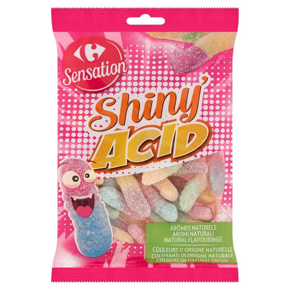 Carrefour Sensation Shiny Acid Kwaśne żelki 250 g