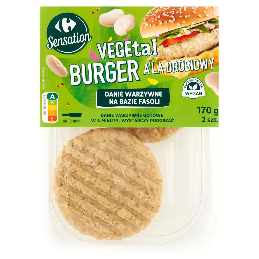 Carrefour Sensation Vegetal Burger a'la drobiowy 170 g (2 sztuki)