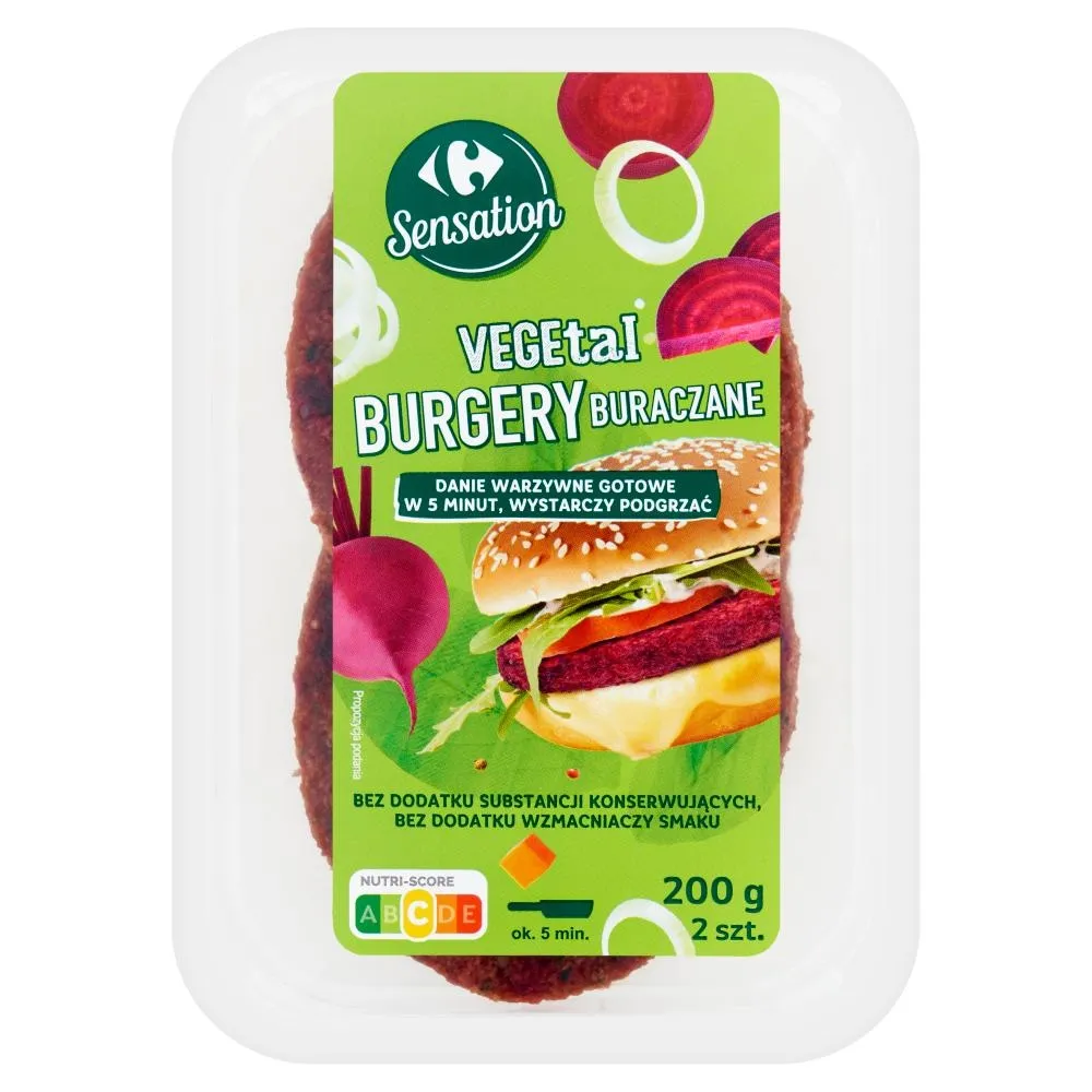 Carrefour Sensation Vegetal Burgery buraczane 200 g (2 sztuki)