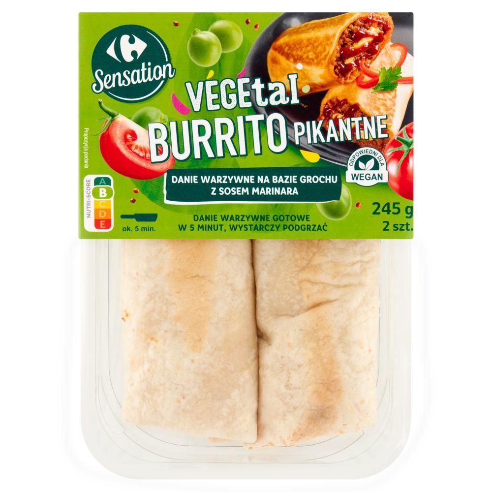 Carrefour Sensation Vegetal Burrito pikantne 245 g (2 sztuki)